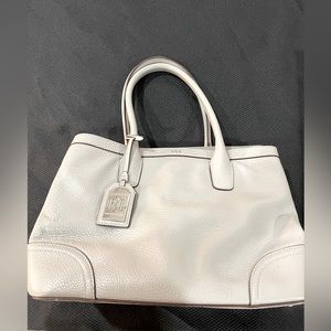 Ralph Lauren Shopper Bag Dove Gray with silver accents 100% leather w dust bag